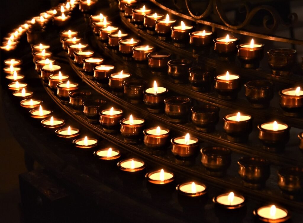 Prayer candles on a church altar