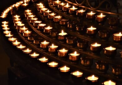 Prayer candles on a church altar