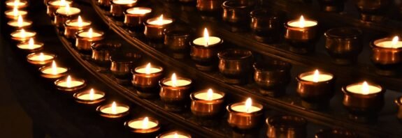 Prayer candles on a church altar