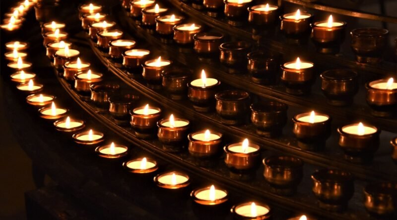 Prayer candles on a church altar