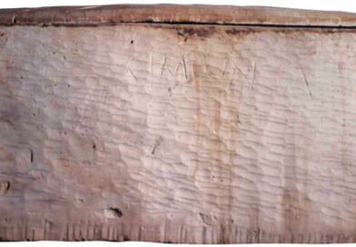 Ancient limestone ossuary bearing the inscription Alexander son of Simon