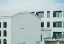 modern buildings with a cross on the side