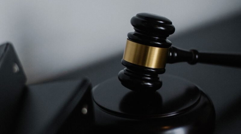 A judge's gavel in a courthouse